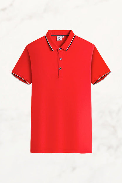 Polo Uomo Manica Corta con Colletto Jacquard – Misto Seta Ghiaccio e Cotone