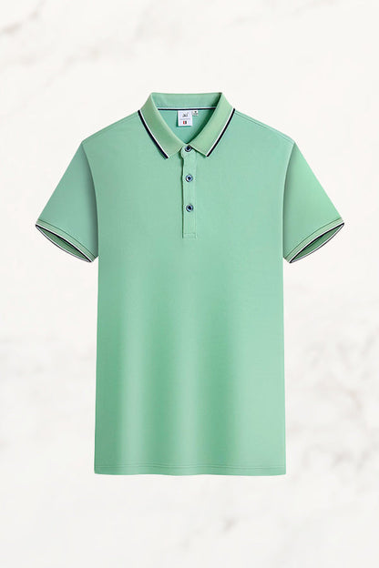 Polo Uomo Manica Corta con Colletto Jacquard – Misto Seta Ghiaccio e Cotone