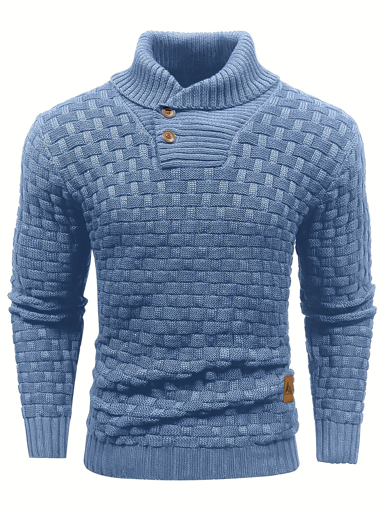 Maglione Uomo in Maglia Waffle con Collo a Sciarpa
