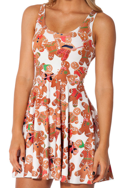 Abito Midi Donna Stampato Senza Maniche con Spalline Sottili e Gonna a Balze – Abito Estivo Casual