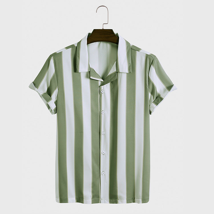 Completo Uomo Due Pezzi con Camicia Floreale a Righe e Pantaloncini – Stile Casual