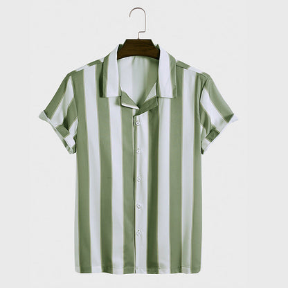 Completo Uomo Due Pezzi con Camicia Floreale a Righe e Pantaloncini – Stile Casual