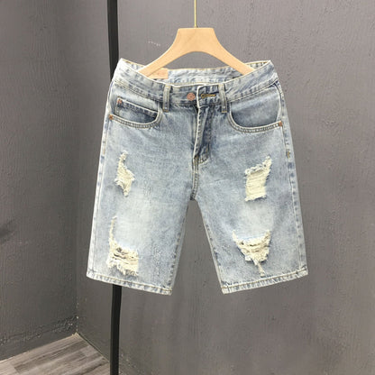 Herreshorts med mellemhøj talje og revet design – denimstil