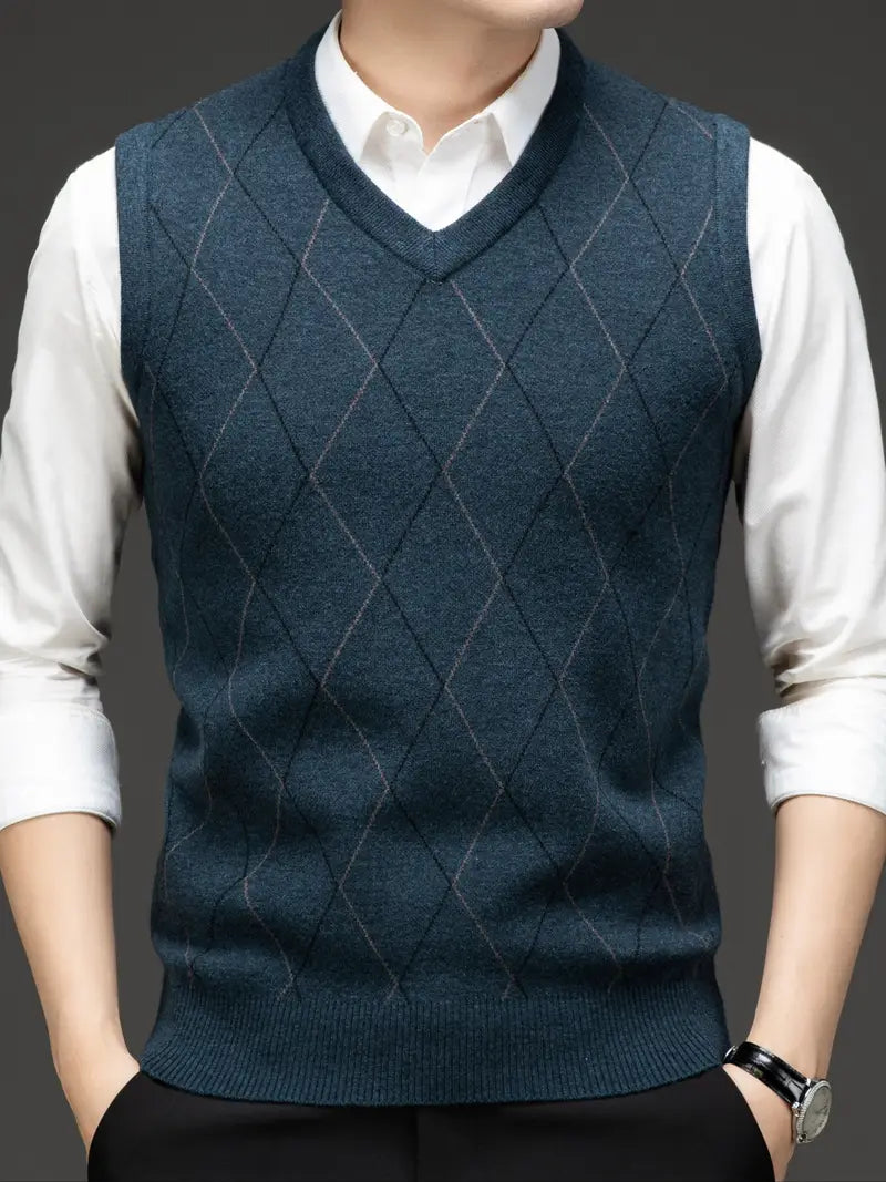 Chaleco para Hombre de Punto con Cuello en V Slim Fit