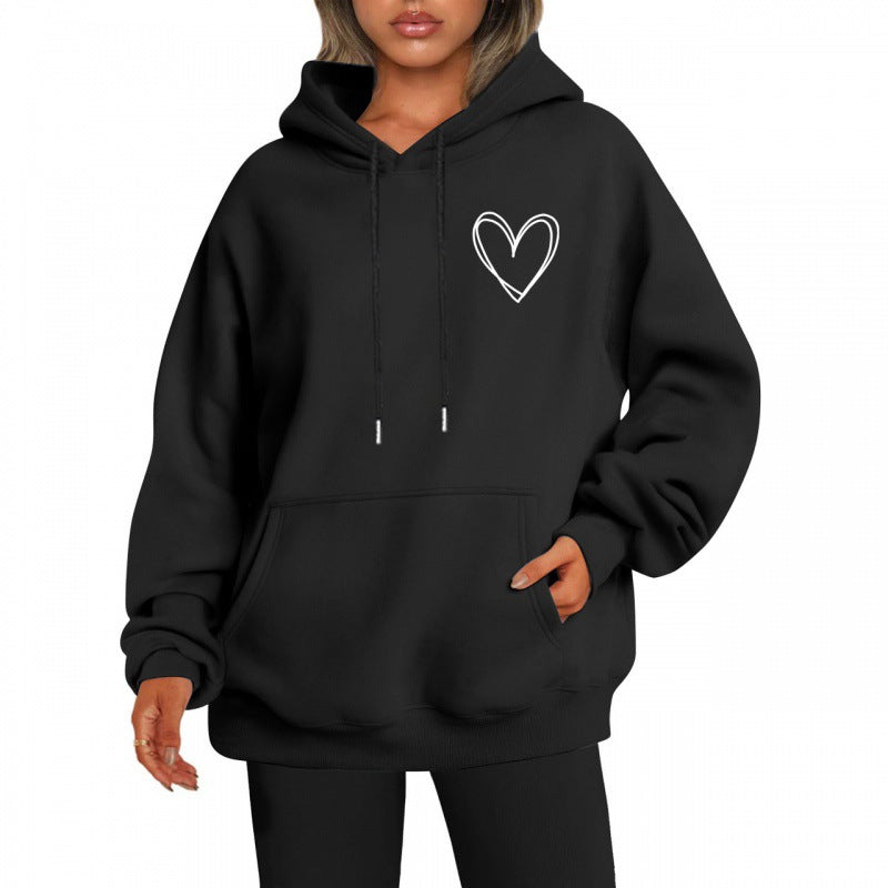 Women's brushed-fabric hoodie with a hooded neckline