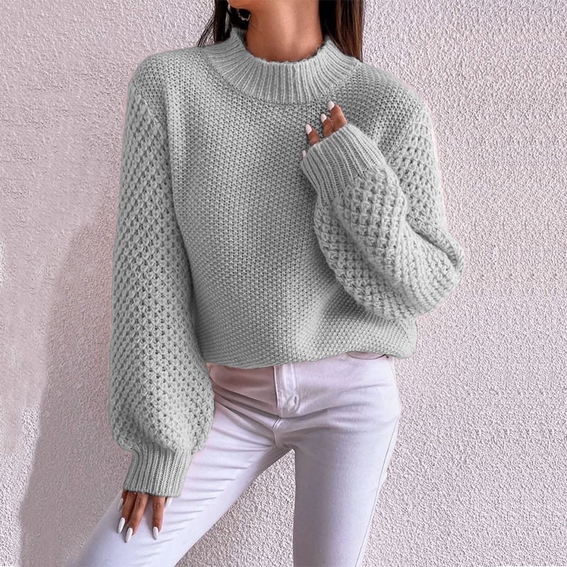 Women's Autumn Sweater with Geometric Pattern and Long Sleeves