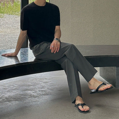 Pantaloni Uomo Casual a Gamba Dritta – Vestibilità Ampia e Tinta Unita