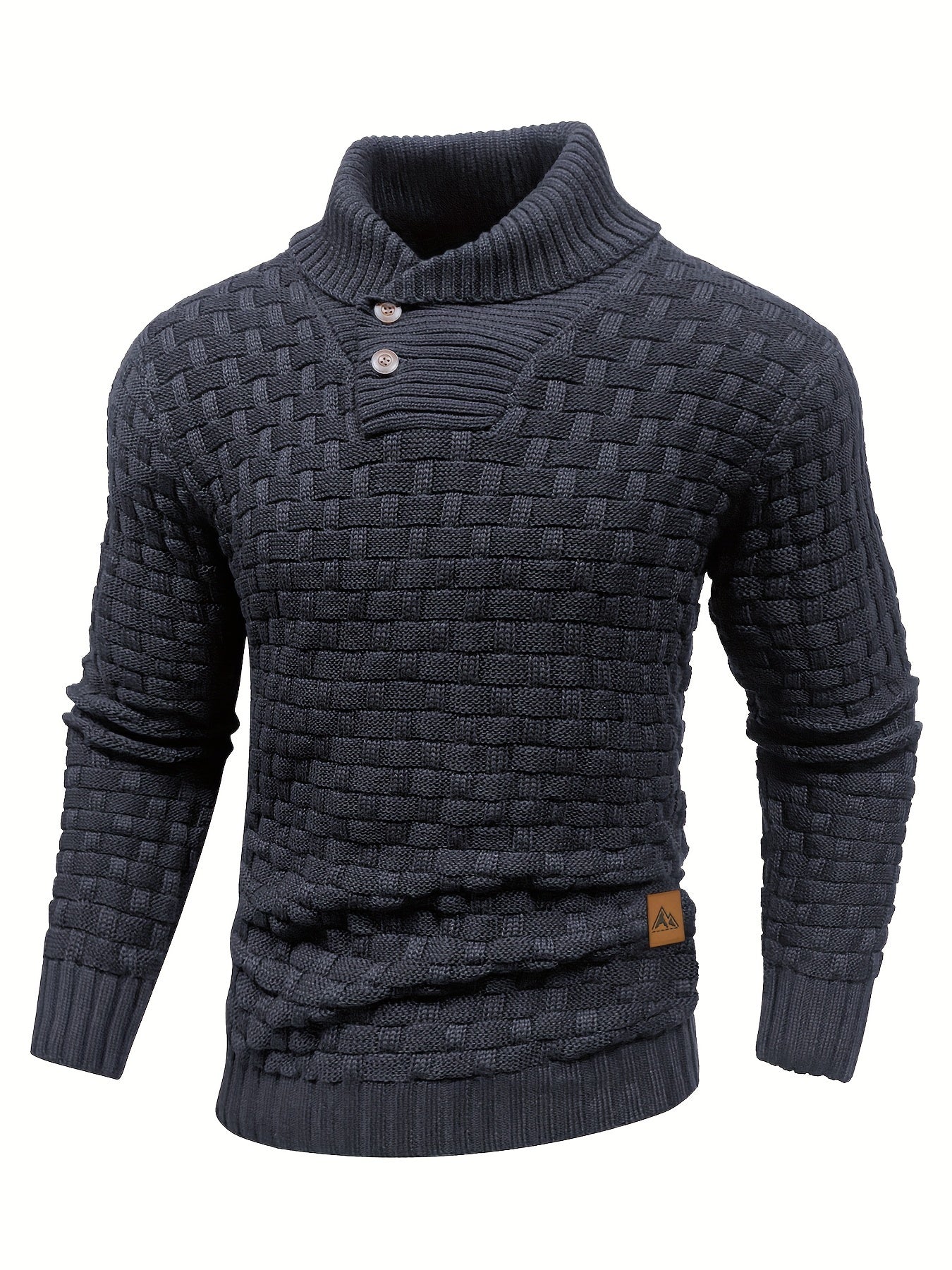 Maglione Uomo in Maglia Waffle con Collo a Sciarpa