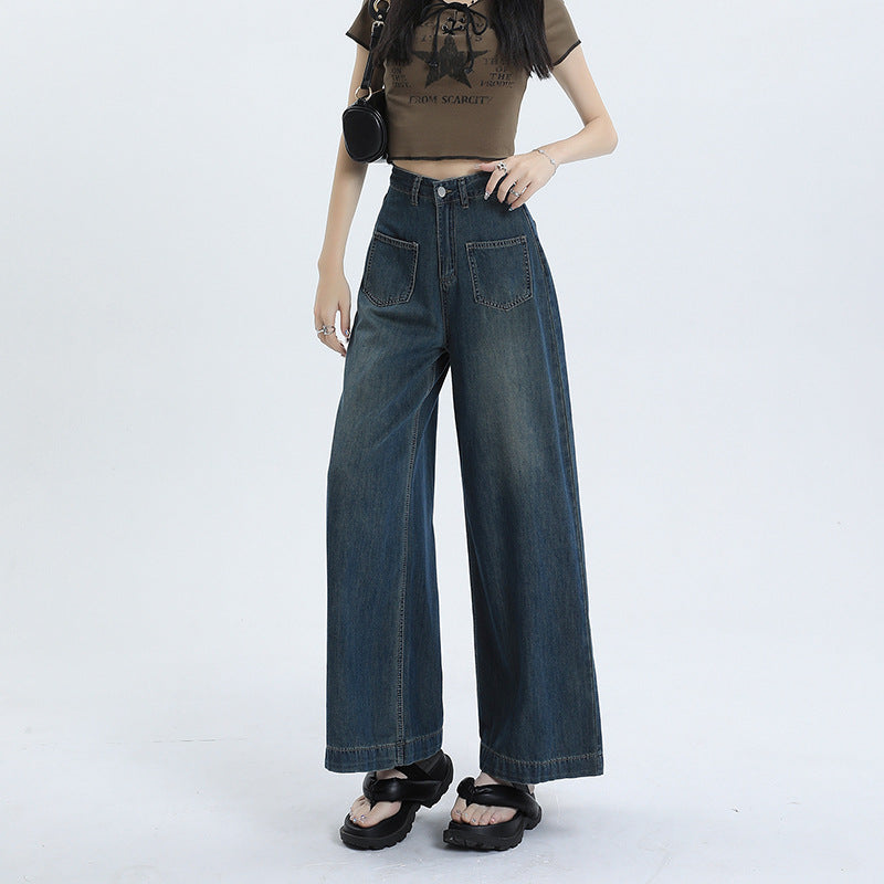 High Waist Retro Style Women's Jeans, Straight and Wide Leg