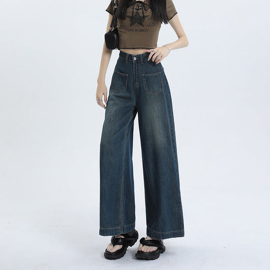 High Waist Retro Style Women's Jeans, Straight and Wide Leg