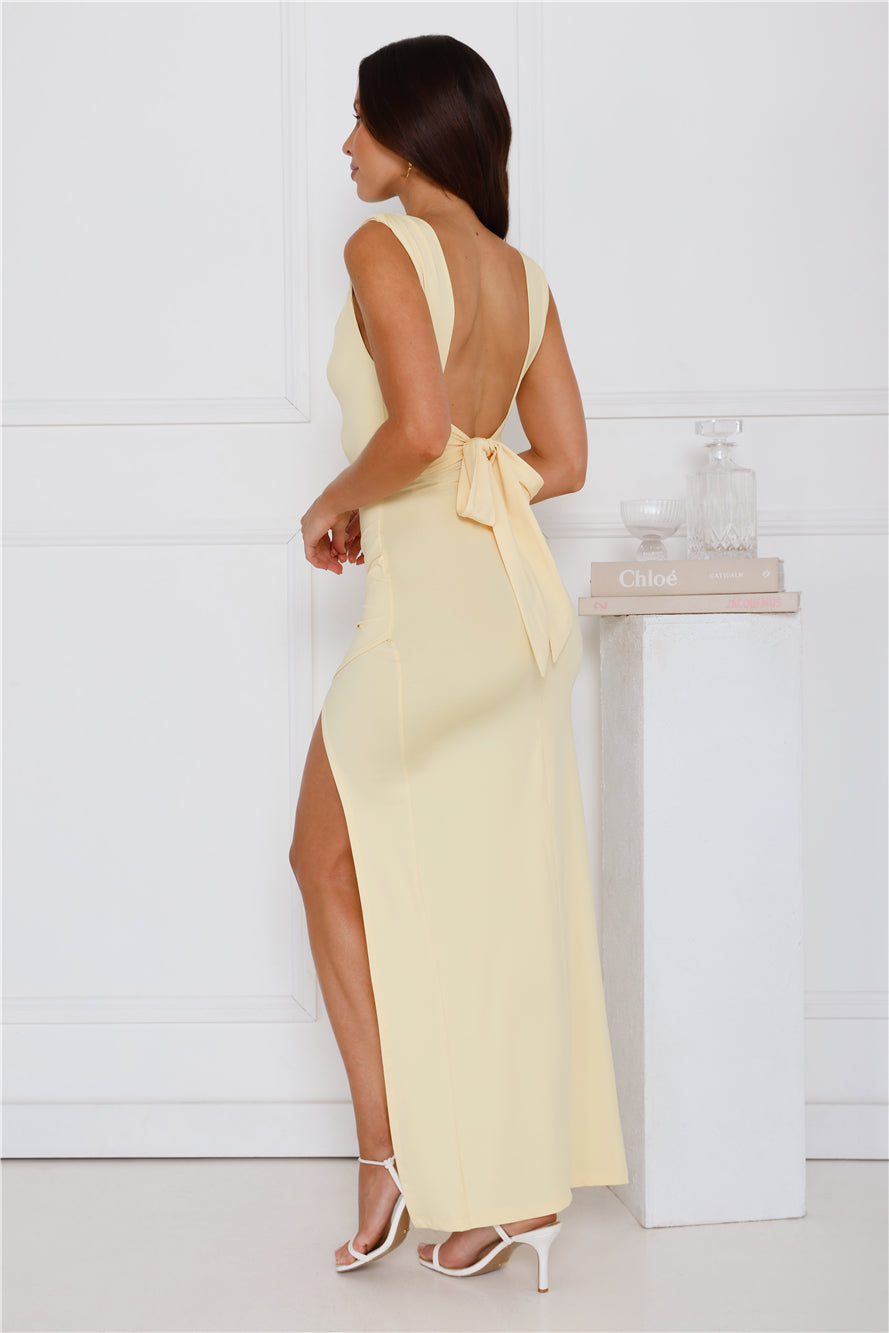 Women's Dress with Side Slit and Bow on the Back