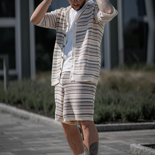 Men's Summer Two-Piece Set with Short Sleeve T-Shirt and Shorts – Casual Sports Outfit