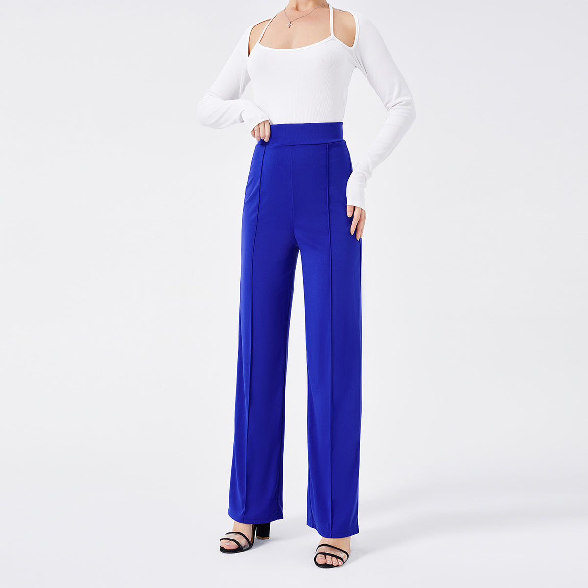 High-Waisted Slim Solid Color Women's Flared Pants