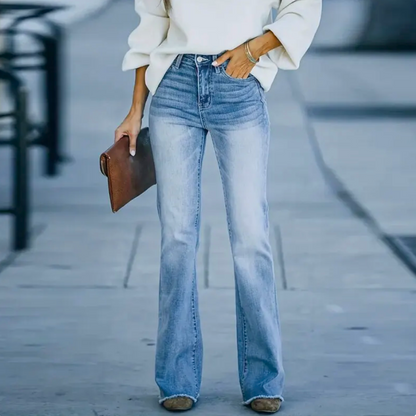 Jeans til kvinder med høj talje og let udvidelse