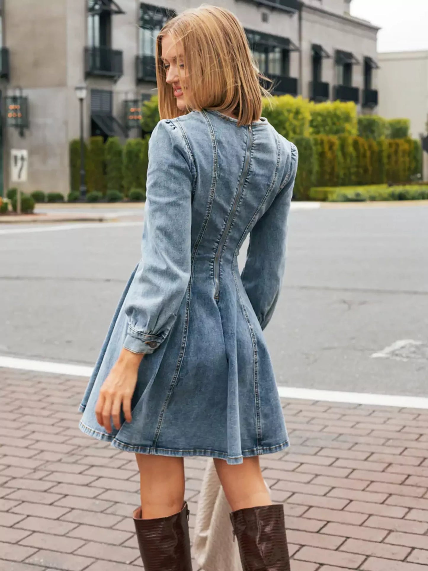 Women's Mini Trapeze Dress – Denim Style