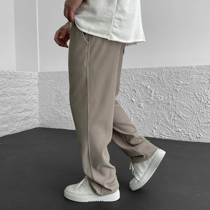 Pantaloni Uomo in Maglia a Coste con Vestibilità Comoda e Vita Regolabile – Design Versatile