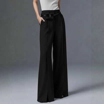 Pantaloni Donna a Vita Alta e Gamba Larga con Marsupio Removibile – Stile Casual Chic