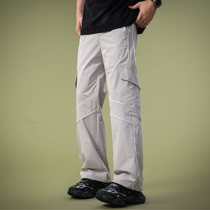 Men's Straight and Wide Cargo Pants with Multiple Pockets – Utility Style