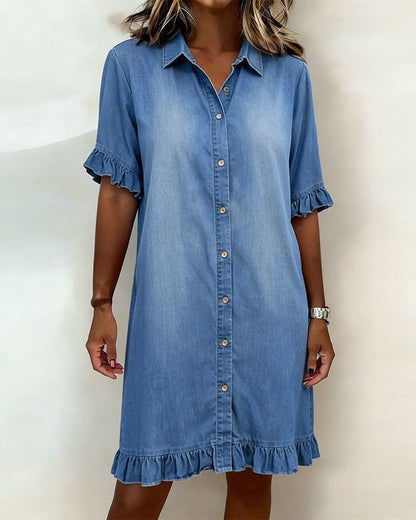 Women's Dress with Front Buttons and Comfortable Fit – Denim Style