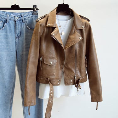 Women's Slim Fit Biker Jacket with Snake Print, Notched Collar, and Zip Closure