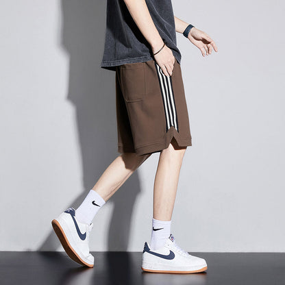 Pantaloncini Uomo Cropped a Righe con Vita Media – Vestibilità Comoda