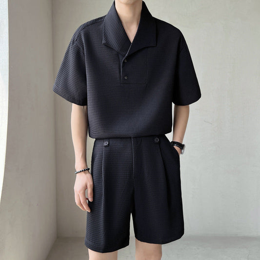 Men's Two-Piece Suit with Shirt and Shorts – Coordinated Casual Style