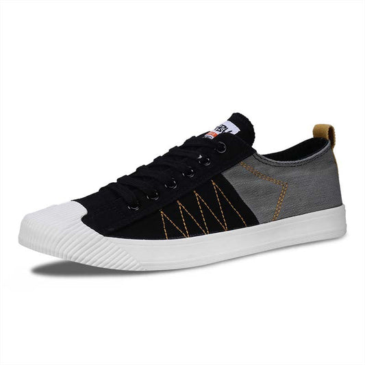 Herresneakers i lærred med snørebånd og farveblokdetaljer – casual stil