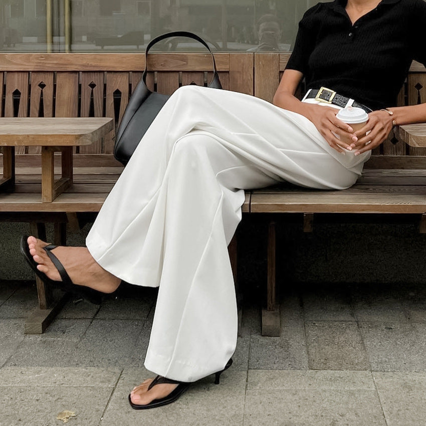 Pantalones de Mujer de Cintura Alta con Pierna Recta y Corte Amplio