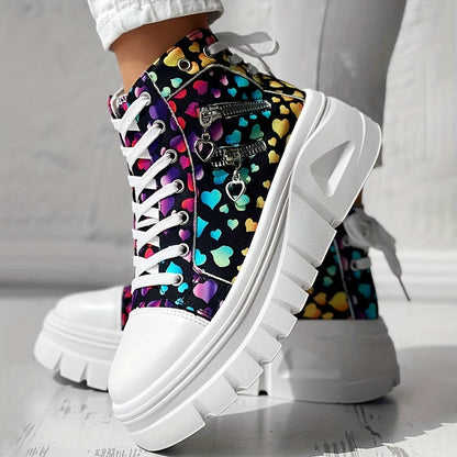 Women's Sneakers with Platform and Chunky Sole with Side Zip Details