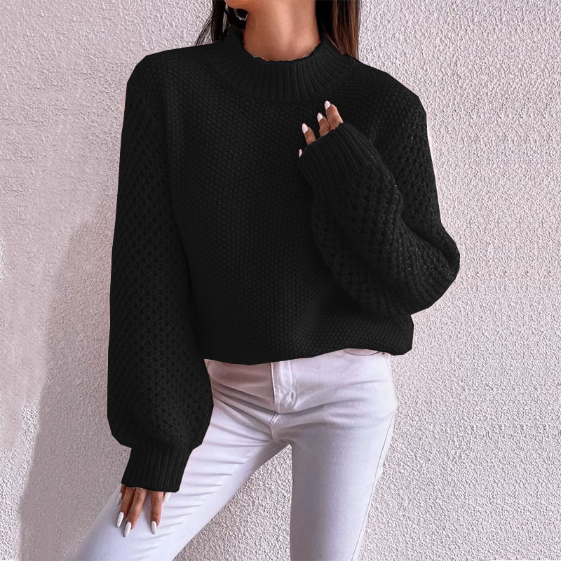 Women's Autumn Sweater with Geometric Pattern and Long Sleeves