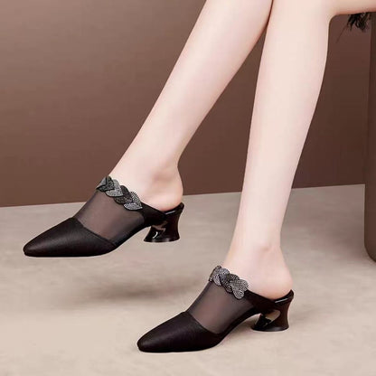 Women's Slippers with Pointed Toe, Mesh Upper, and Slip-On Design – Casual Slippers