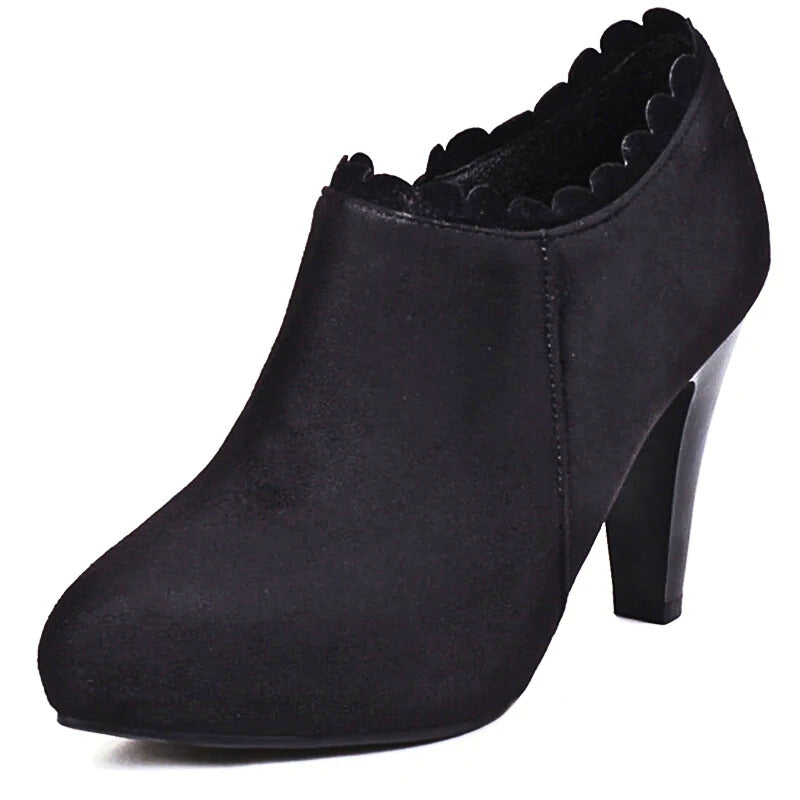 Tacchi a Blocco da Donna con Cerniera Laterale e Dettagli Floreali