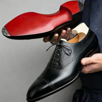 Scarpe Oxford Uomo con Dettagli Brogue e Allacciatura – Leather Look Formali
