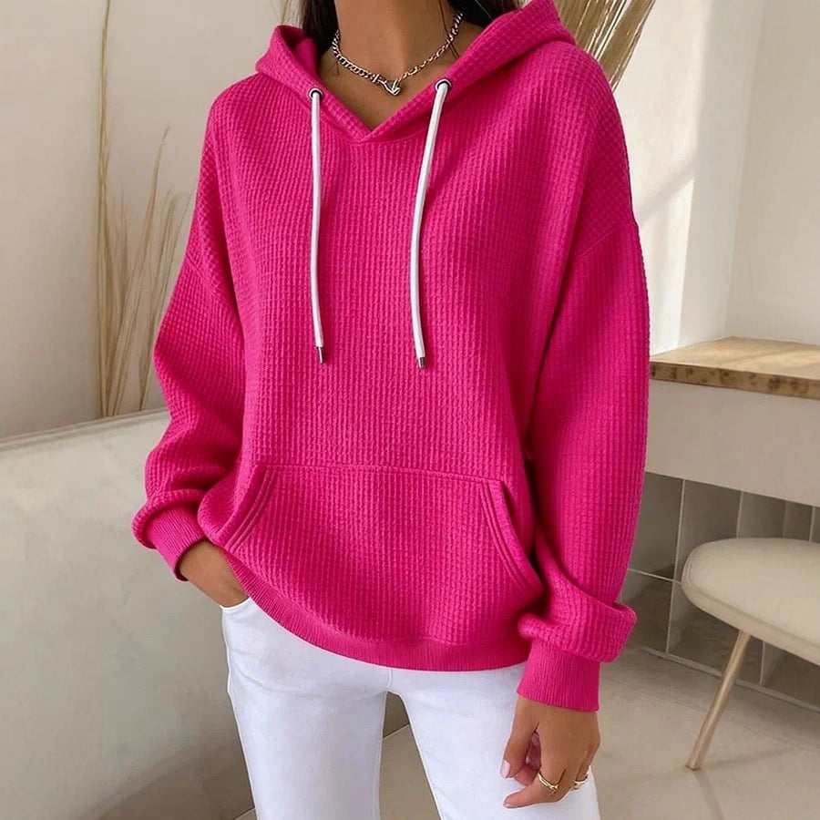 Sudadera con capucha para mujer con cordón ajustable, mangas largas y capucha ajustable.