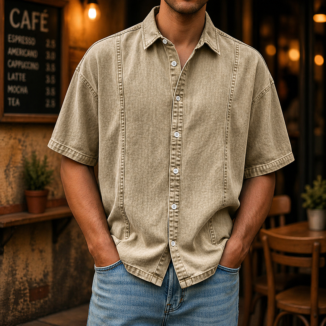 Camicia Uomo a Maniche Corte con Bottoni e Colletto Classico – Vestibilità Comoda Casual