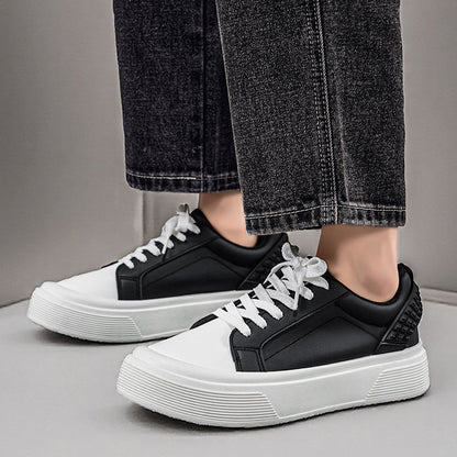 Zapatillas de skate con plataforma para hombre – Diseño con cordones – Aspecto de cuero