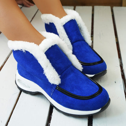 Dame vinterstøvler med plateau og kilehæl – rund snude og slip-on design