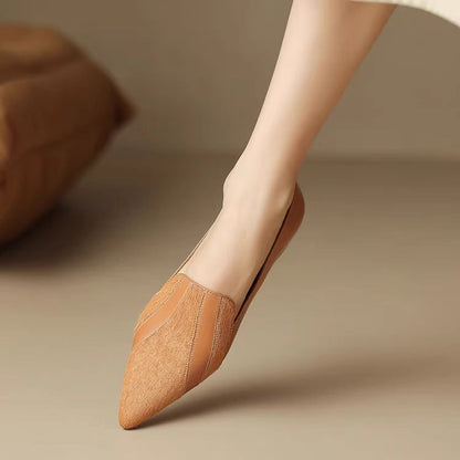 Women's Pointed Toe Ballerinas with Deep Neckline and Seamless Design – Elegant Ballerinas