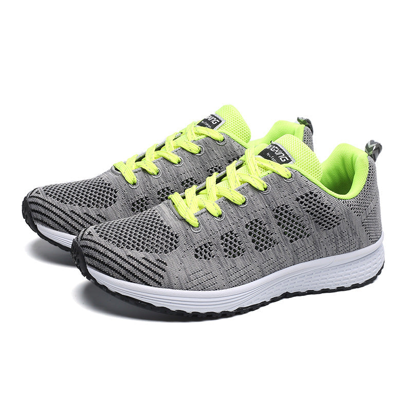 Women's Breathable Sneakers with Laces – Round Toe and Low Heel