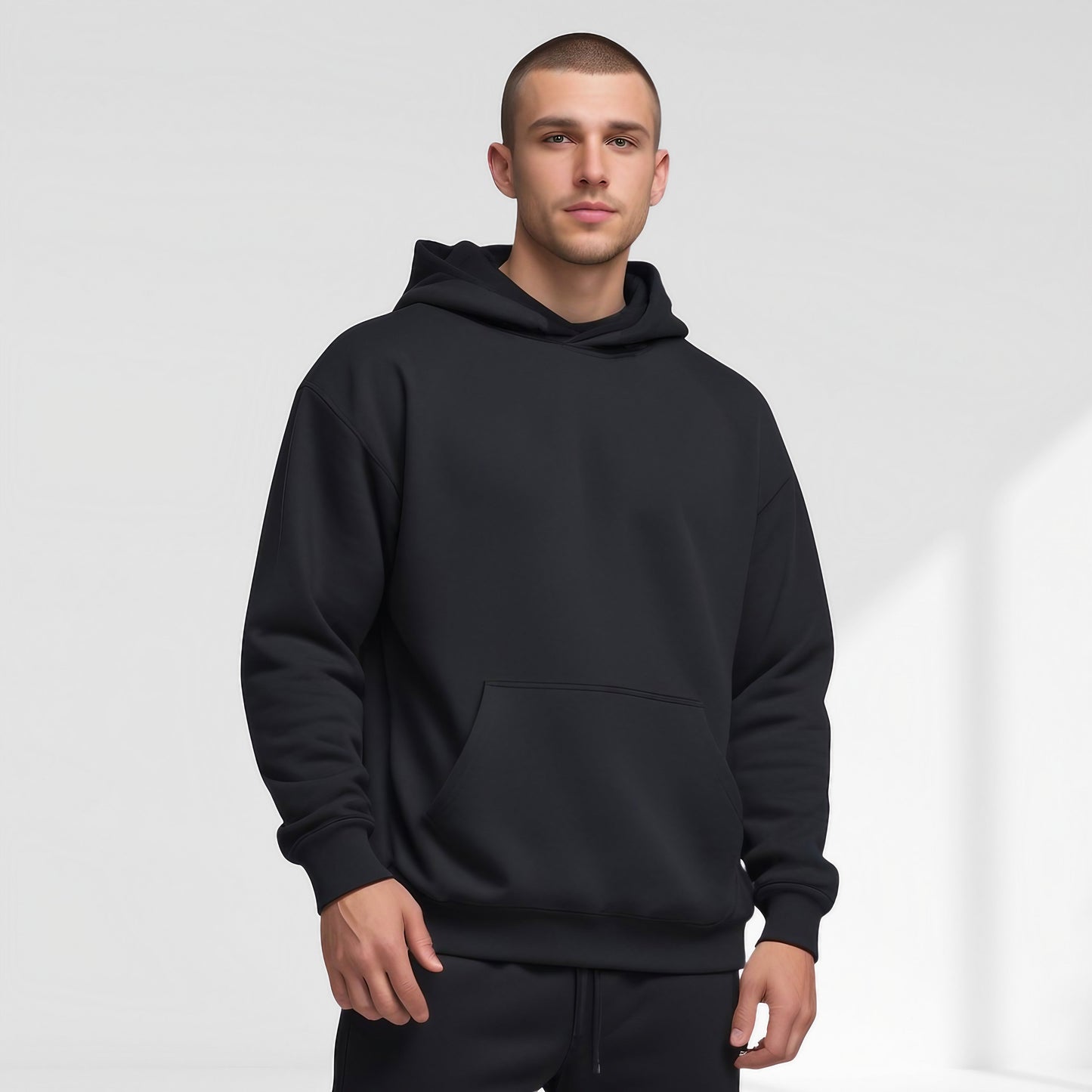 Felpa Uomo con Cappuccio Oversize, Spalle Basse e Tasca Frontale – Felpa Style