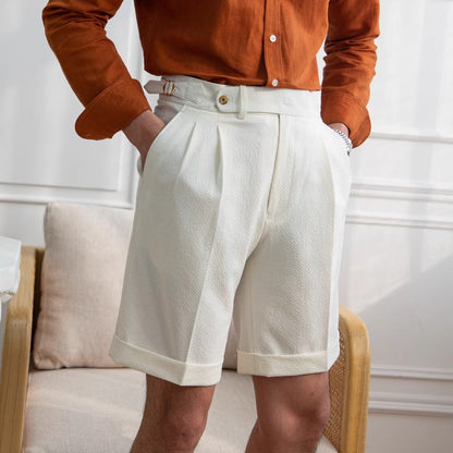 Pantaloncini Uomo Eleganti a Vita Media con Gamba Dritta – Vestibilità Ampia