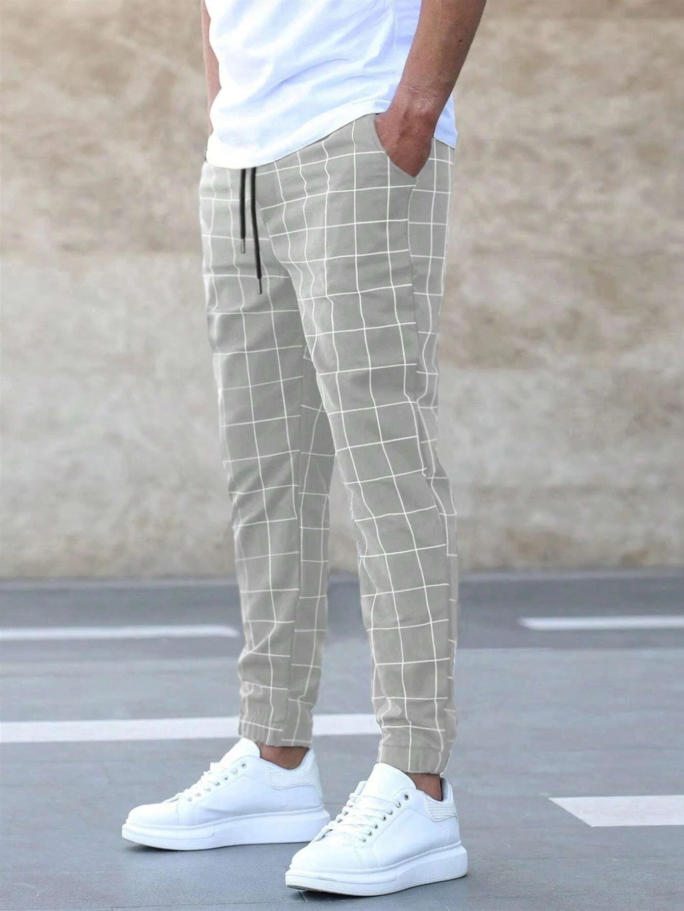 Pantaloni Uomo Primavera Gamba Dritta Vita Media Coulisse – Stile Casual