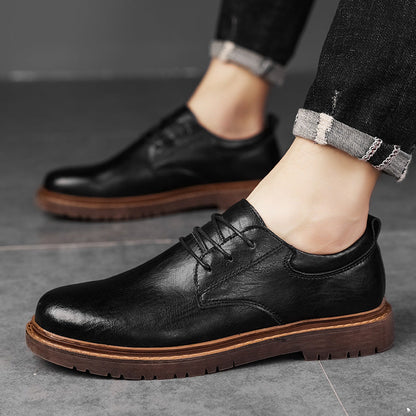 Herresko med lædereffekt og rund tå – elegante sko med gummisål