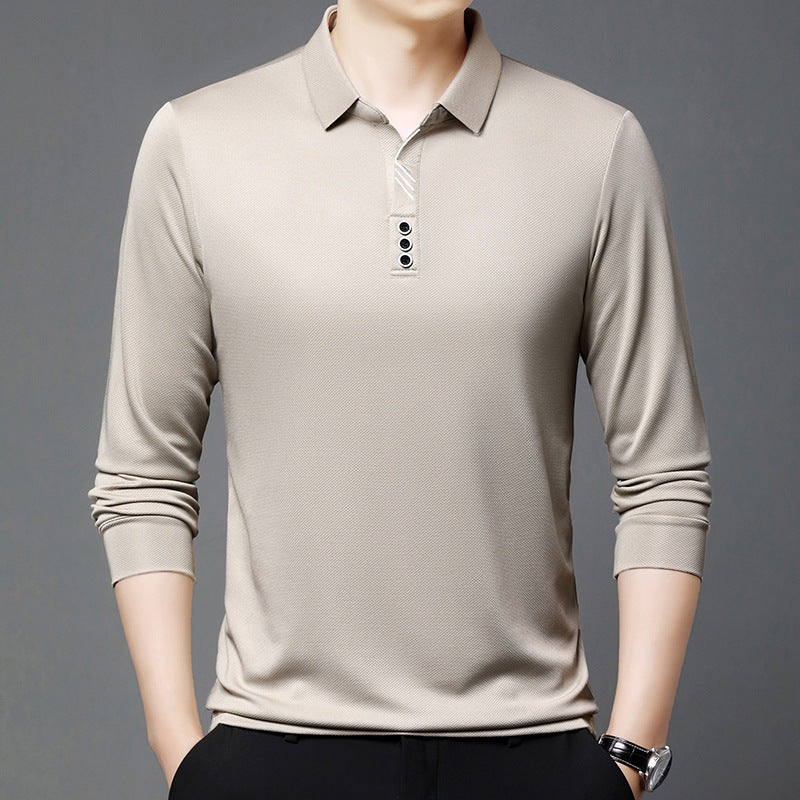 Herret-shirt i ensfarvet sommerdesign med reverskrave og asymmetrisk design – let casual t-shirt