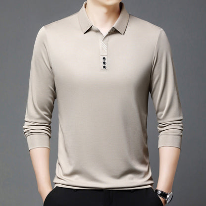 Herret-shirt i ensfarvet sommerdesign med reverskrave og asymmetrisk design – let casual t-shirt