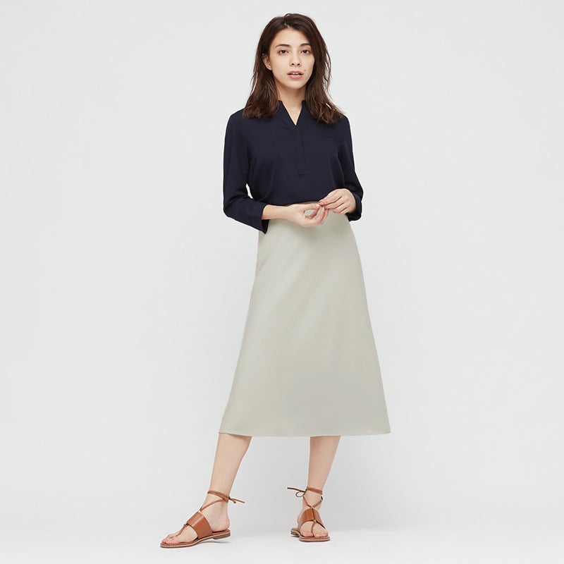 Women's Mid-Length A-line Skirt with Textured Design