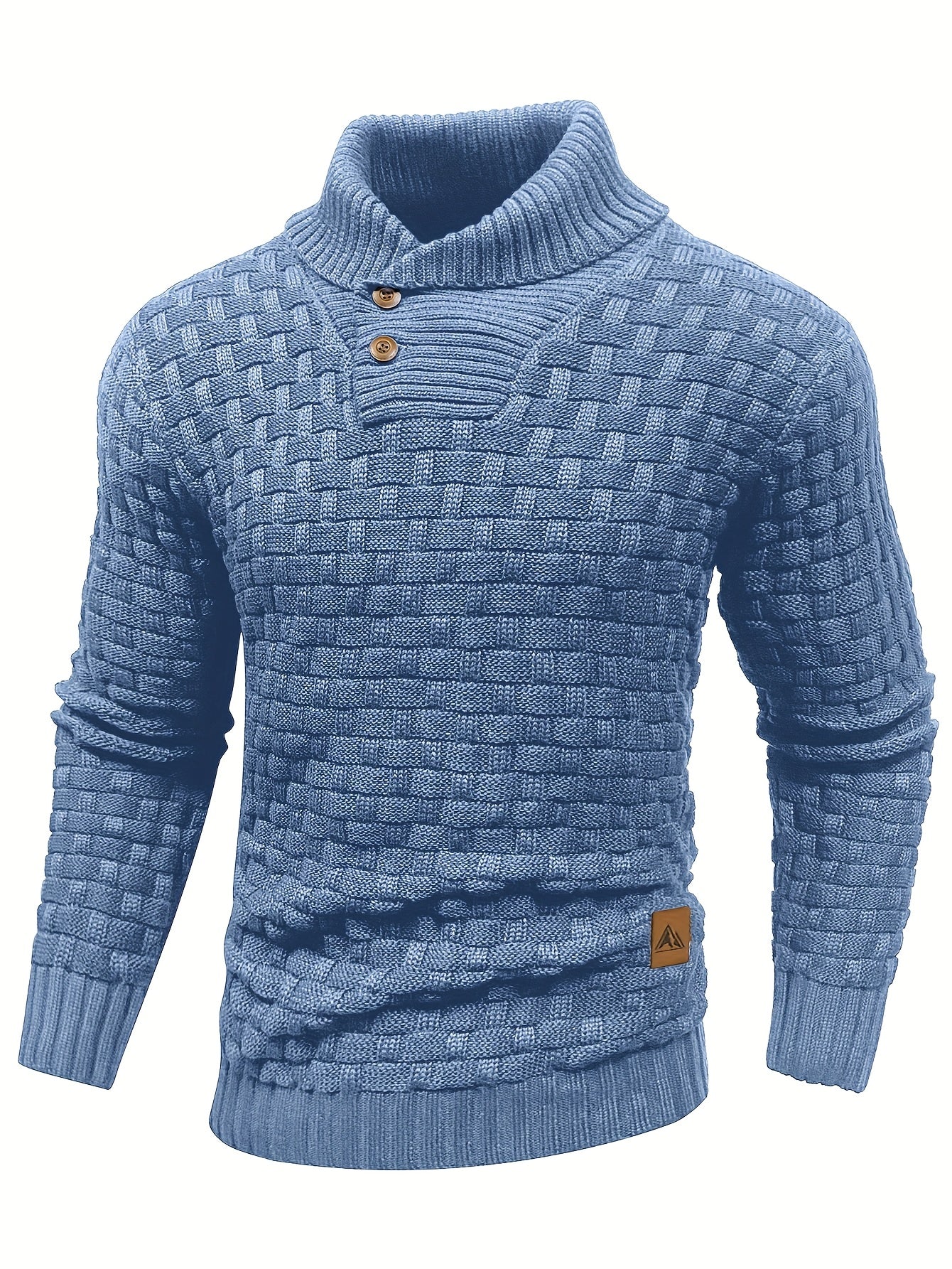 Maglione Uomo in Maglia Waffle con Collo a Sciarpa