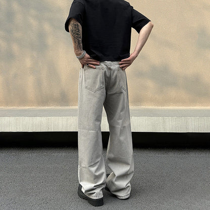 Pantaloni Larghi da Uomo Stile Retrò Grigi