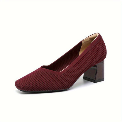 Women's Low-Cut Shoes with Wide Heel, Stretch Upper, and Padded Insole