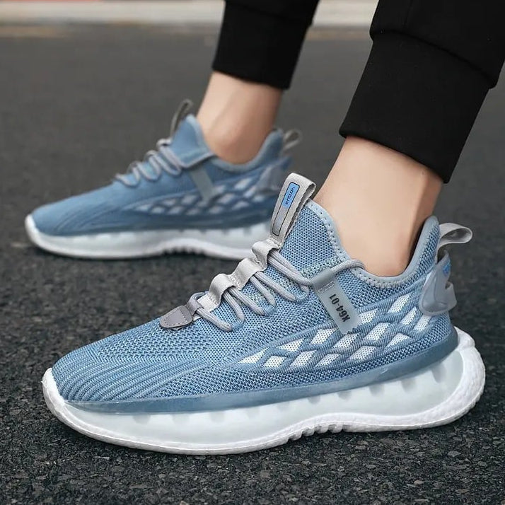 Men's Running Shoes with Laces, Thick Sole, and Round Toe